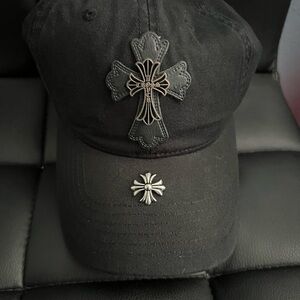 Chrome Hearts Black Hat with Silver Accents